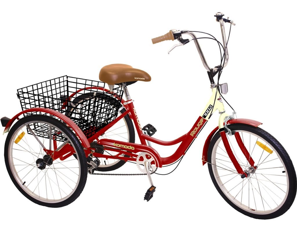 24" 3 Wheel Adult Bike Tricycle Basket Trike Cruise 6 Speed Shimano 3 Color