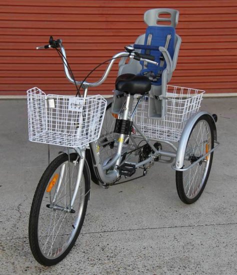 three wheel bike with baby seat